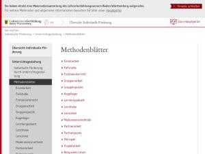 Cover: Methodenblätter | Lehrerfortbildungsserver Baden-Württemberg
