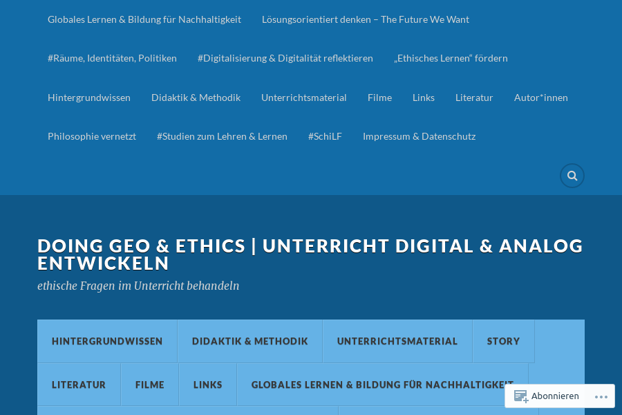 Cover: doing geo & ethics | Unterricht digital & analog entwickeln – ethische Fragen im Unterricht behandeln