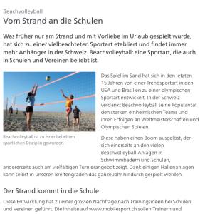 Cover: Beachvolleyball: Vom Strand an die Schulen 