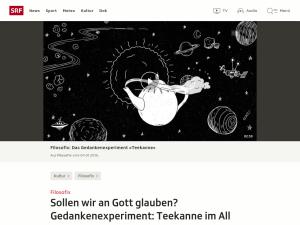 Cover: Filosofix - Sollen wir an Gott glauben? Gedankenexperiment: Teekanne im All - Kultur - SRF