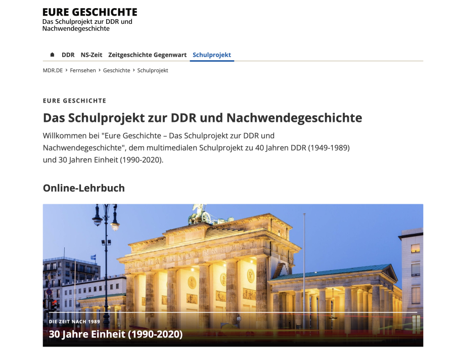 Cover: Das Schulprojekt zur DDR und Nachwendegeschichte | MDR.DE
