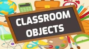 Cover: Classroom Objects Vocabulary in English - With Games Pictures and Quizzes
