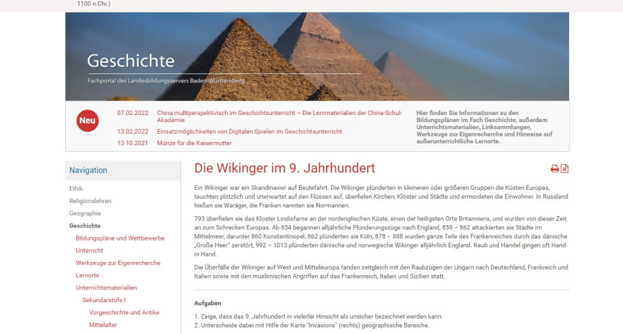 Cover: Die Wikinger im 9. Jahrhundert — Landesbildungsserver Baden-Württemberg