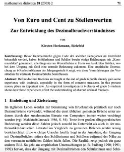 Cover: Von Euro und Cent zu Stellenwerten