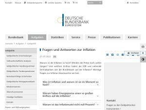 Cover: Deutsche Bundesbank: Fragen und Antworten zur Inflation