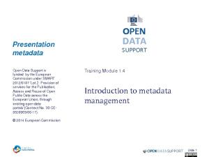 Cover: Presentation metadata