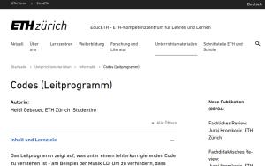 Cover: Codes (Leitprogramm) – EducETH - ETH-Kompetenzzentrum für Lehren und Lernen | ETH Zürich