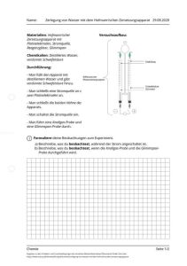 Cover: Zerlegung von Wasser mit dem Hofmann‘schen Zersetzungsapparat 
