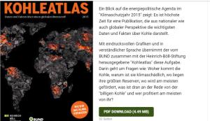 Cover: Kohleatlas 2015 – BUND e.V.