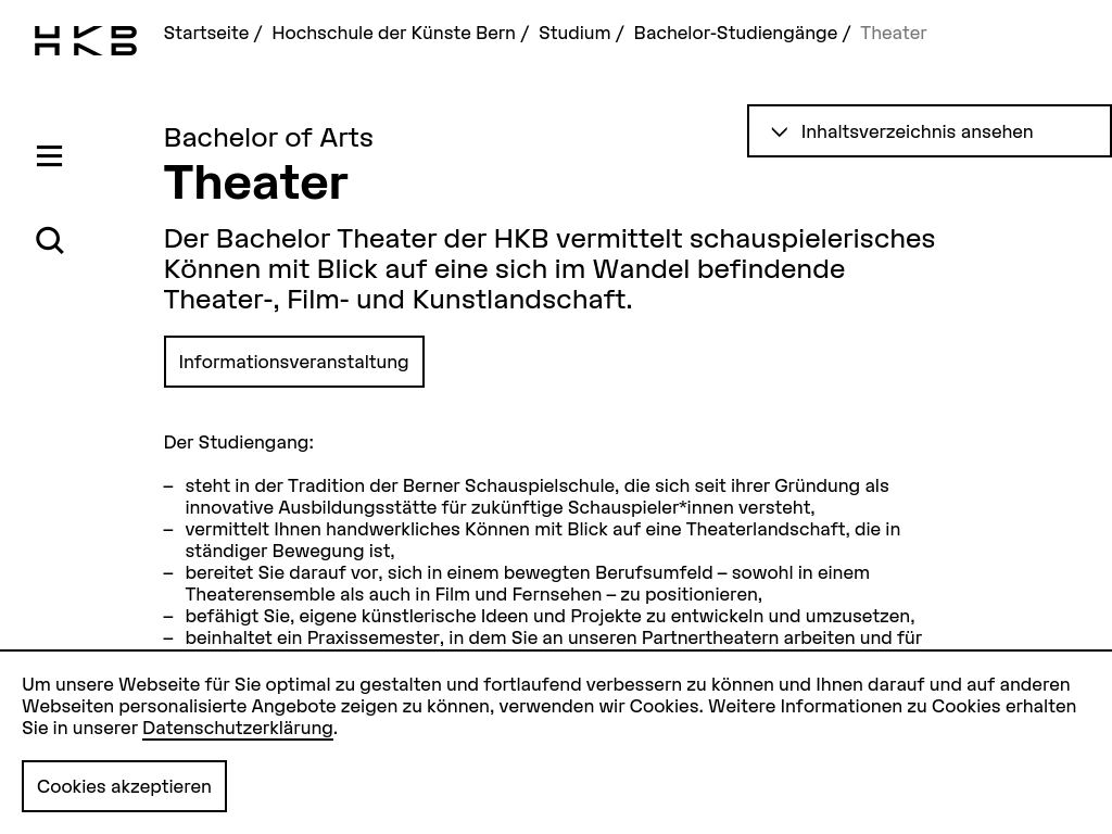 Cover: Hochschule der Künste Bern - Schauspiel