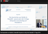 Cover: Die Geschichte von MySQL & MariaDB: Keynote von Kaj Arnö, MariaDB -  IT-Tage 2016 - YouTube