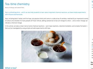 Cover: Tea-time chemistry | www.scienceinschool.org