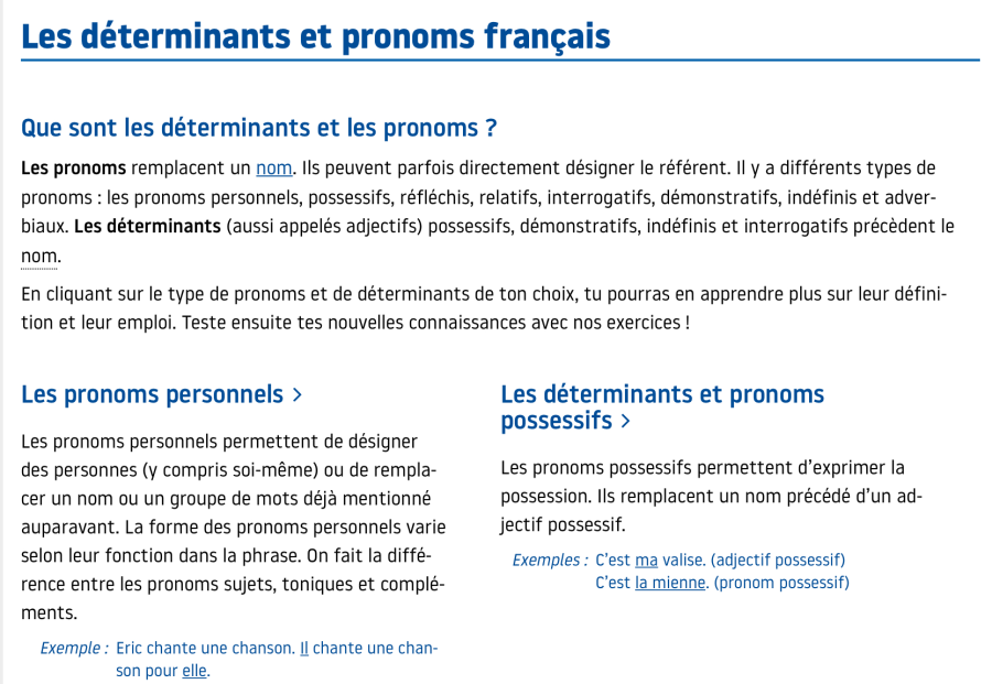Cover: Les déterminants et pronoms français