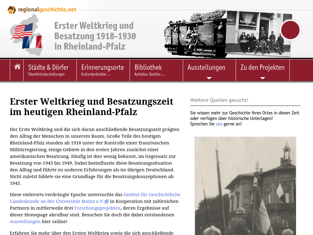 Cover: Erster Weltkrieg und Besatzung 1918-1930 in Rheinland-Pfalz