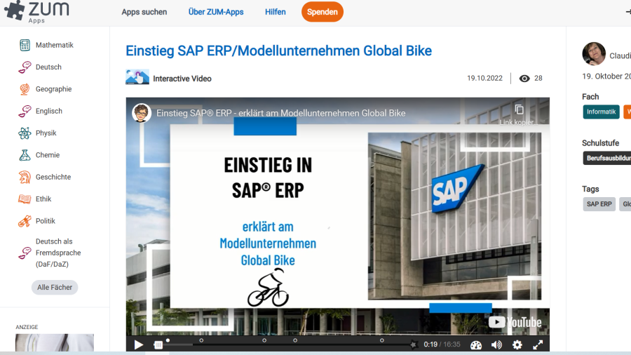 Cover: Einstieg SAP ERP/Modellunternehmen Global Bike | ZUM-Apps