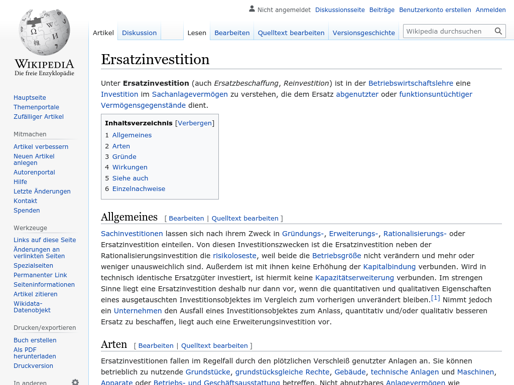 Cover: Ersatzinvestition - wikipedia.org