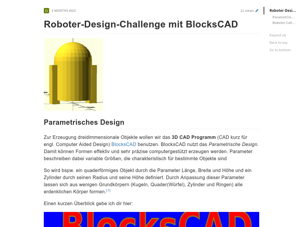 Cover: Roboter-Design-Challenge mit BlocksCAD