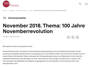 Cover: November 2018. Thema: 100 Jahre Novemberrevolution | Bundeszentrale für politische Bildung