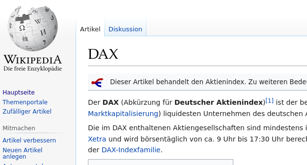 Cover: DAX - Deutscher Aktienindex