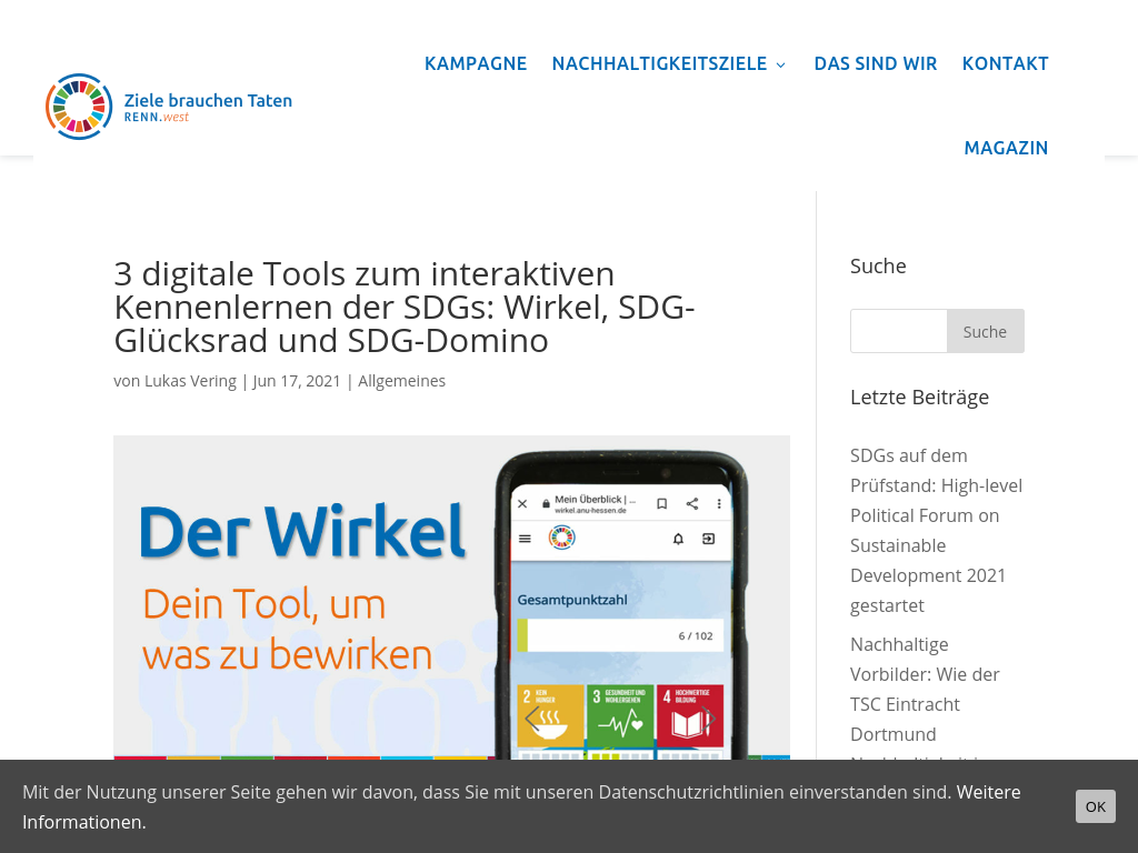 Cover: Wirkel, SDG-Glücksrad und SDG-Domino: Digitale Tools rund um SDGs