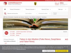 Cover: Fakes in den Medien (Fake News, Deepfakes und Fake-Filme) — Landesbildungsserver Baden-Württemberg