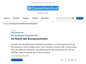 Cover: Der vergessene Code der Inka - Im Reich der Knotenschnüre | deutschlandfunk.de