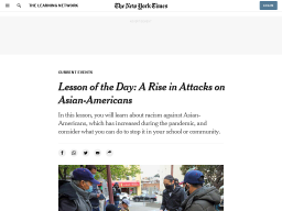 Cover: Coronavirus Racism Infected My High School | The New York Times Learning Network