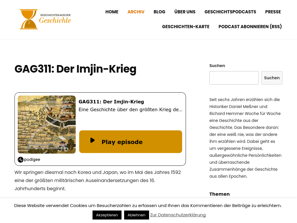 Cover: GAG311: Der Imjin-Krieg - Geschichten aus der Geschichte