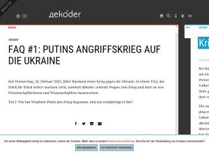 Cover: FAQ #1: Putins Angriffskrieg auf die Ukraine 