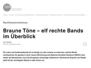 Cover: Braune Töne – elf rechte Bands im Überblick